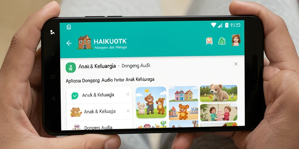 Tampilan antarmuka aplikasi HAIKUOTK yang menarik dan ramah anak.