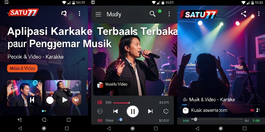 Tampilan antarmuka aplikasi SATU77 saat digunakan untuk Karaoke.