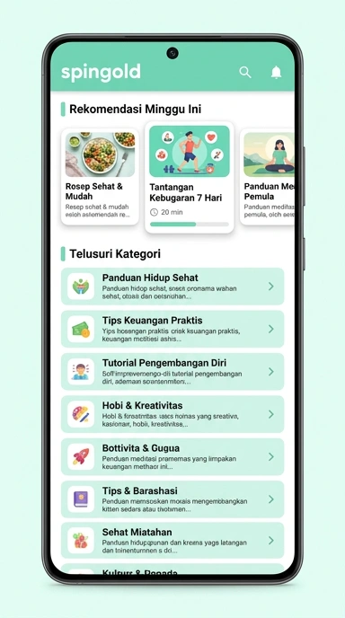 Tampilan katalog aplikasi spingold