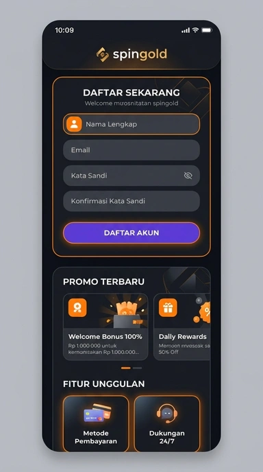Tampilan halaman daftar spingold